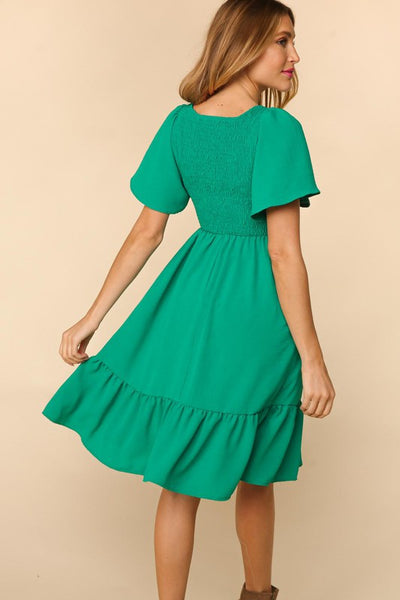 Hadley Flutter Sleeve Dress - Green