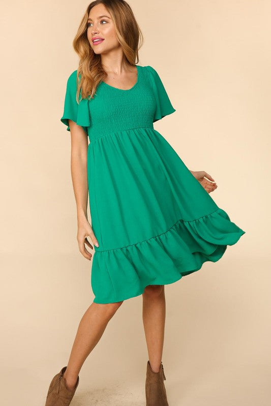 Hadley Flutter Sleeve Dress - Green