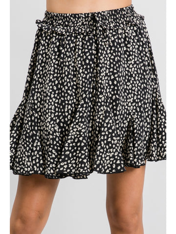 Adriana Leopard Skirt - Black