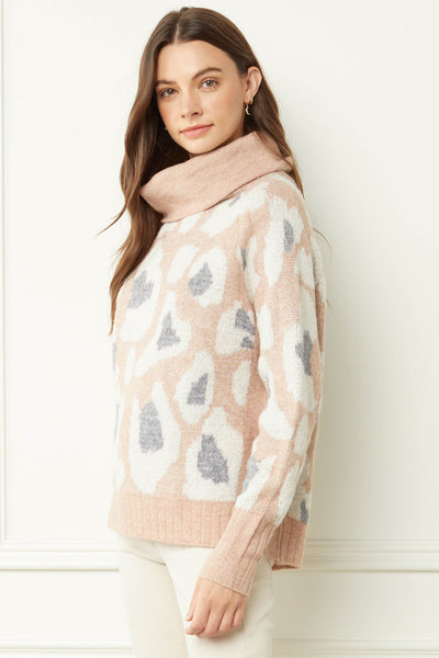 Leila Leopard Sweater - Blush