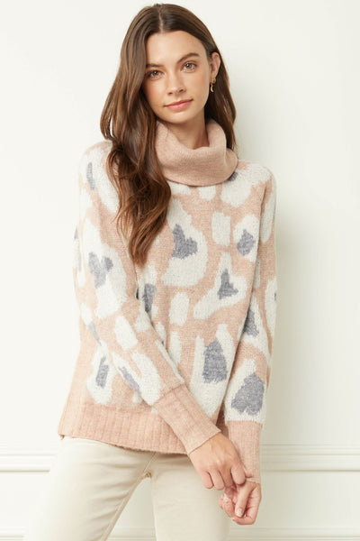 Leila Leopard Sweater - Blush