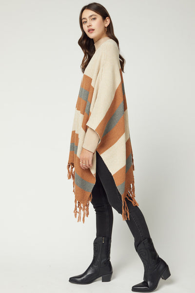 Let's Do Brunch Striped Kimono - Camel
