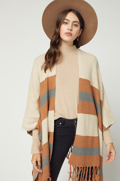 Let's Do Brunch Striped Kimono - Camel