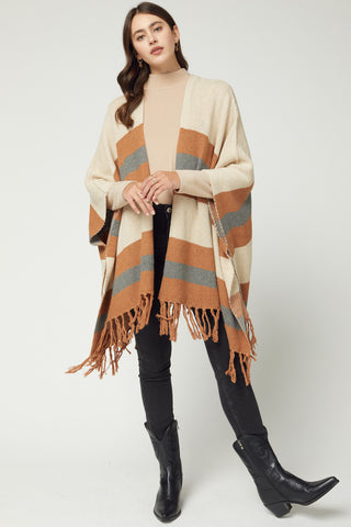 Let's Do Brunch Striped Kimono - Camel