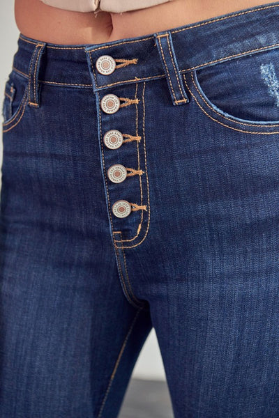 Averie High Rise Button Fly Skinny Jeans