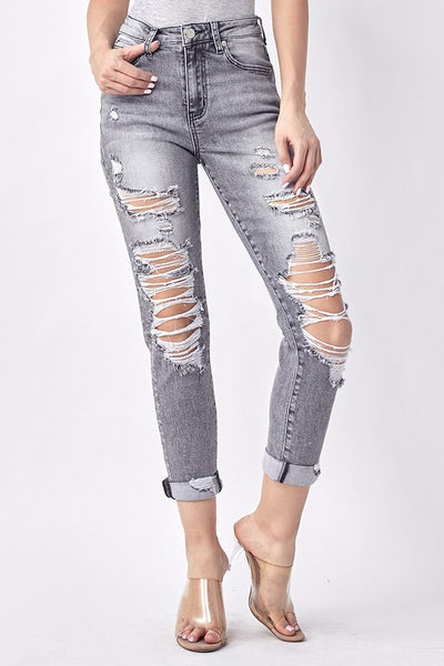 Gianna Distressed Jeans - Grey