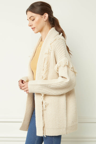 Moxie Fringe Cardigan - Taupe