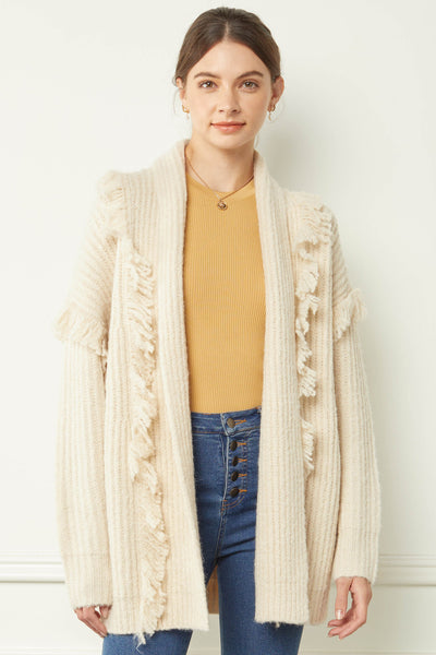Moxie Fringe Cardigan - Taupe