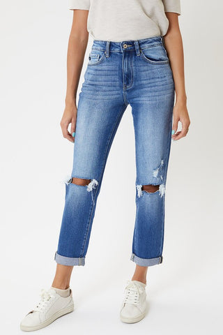 Clara High Rise Cuffed Straight Jean