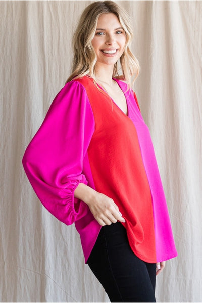 She's All That Colorblock Top - Pink/Red