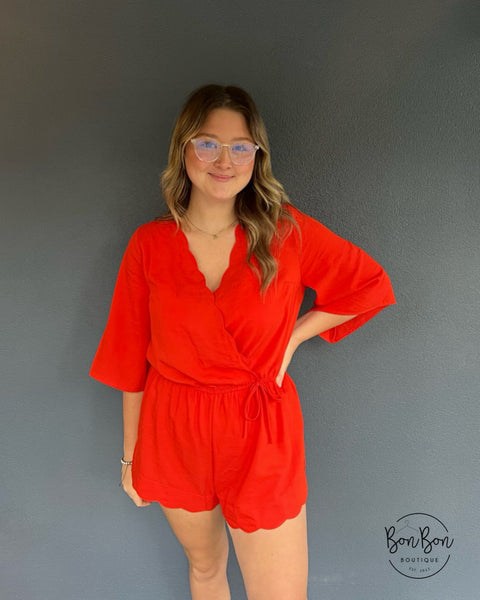 Adriane Romper - Tomato Red