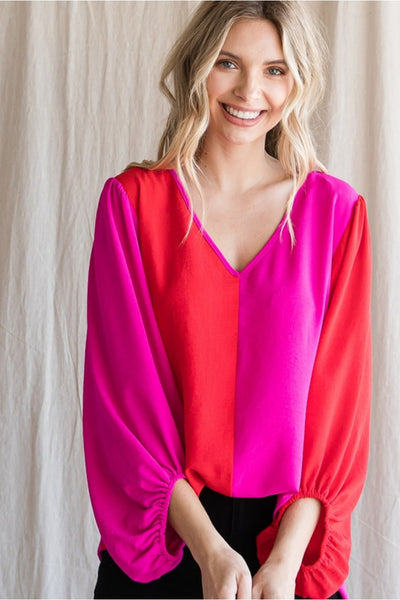 She's All That Colorblock Top - Pink/Red