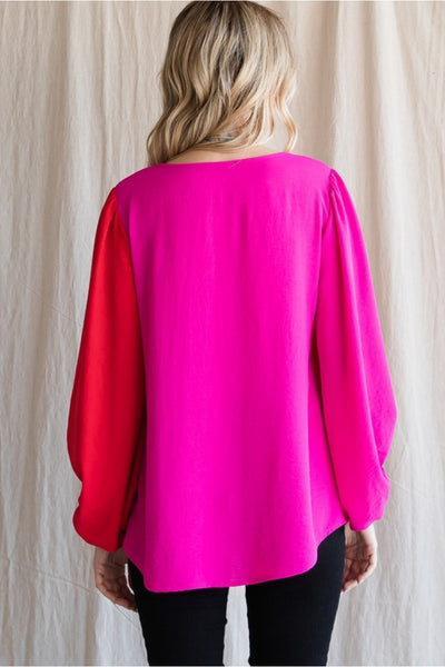 She's All That Colorblock Top - Pink/Red