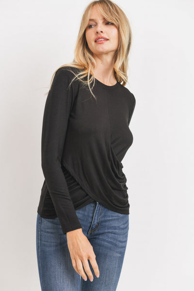 Own It Drape Front Top - Black