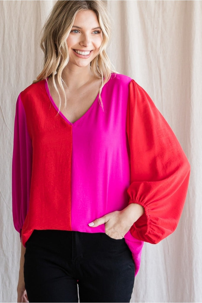 She's All That Colorblock Top - Pink/Red