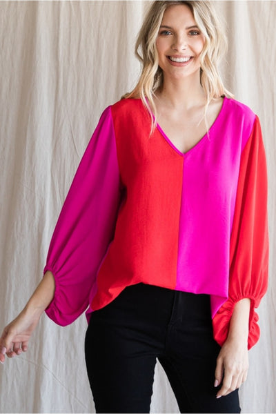 She's All That Colorblock Top - Pink/Red