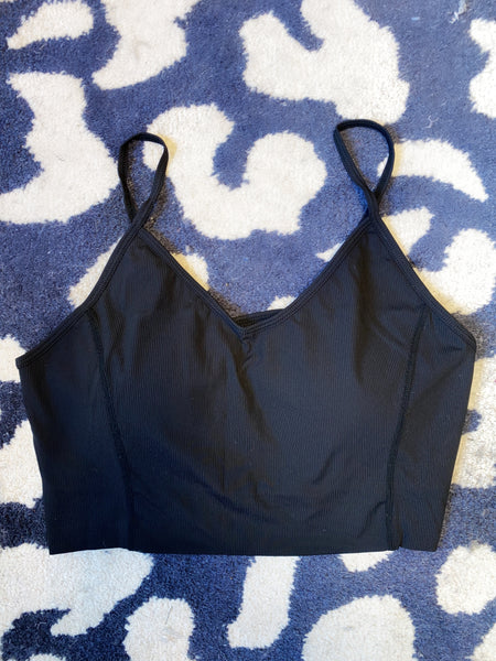 Ribbed Sports Bra - Black