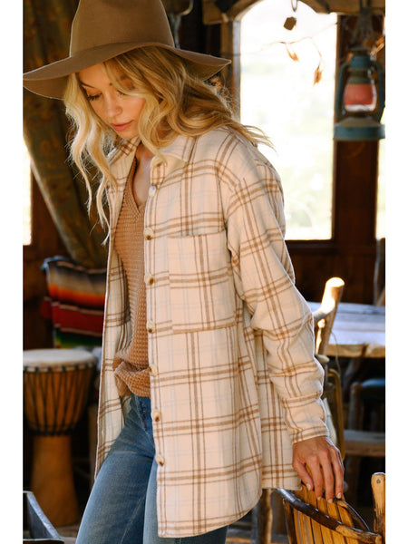 Hadley Plaid Flannel Top - Ivory