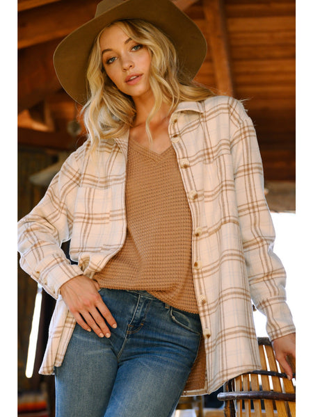 Hadley Plaid Flannel Top - Ivory