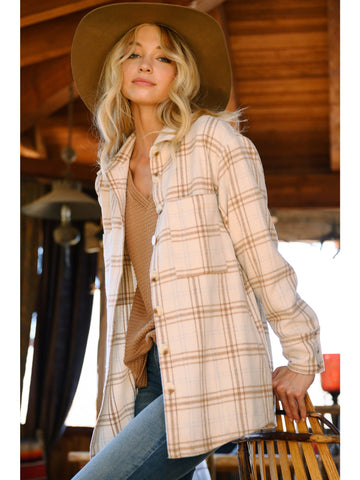 Hadley Plaid Flannel Top - Ivory