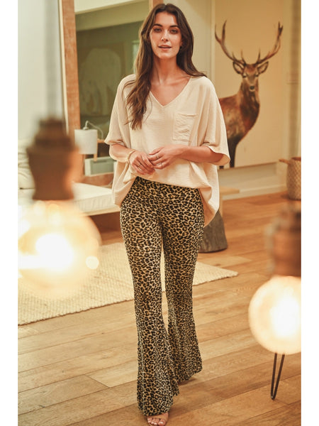 Let My Heart Run Wild Leopard Flare Pants