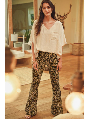 Let My Heart Run Wild Leopard Flare Pants