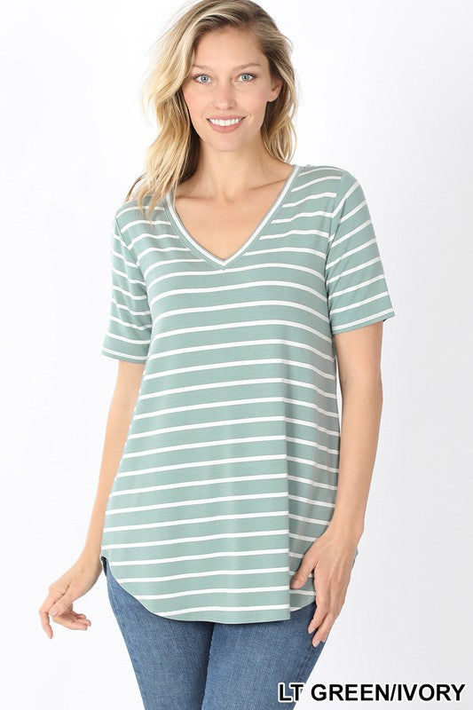 The Perfect Striped Tee - Sage