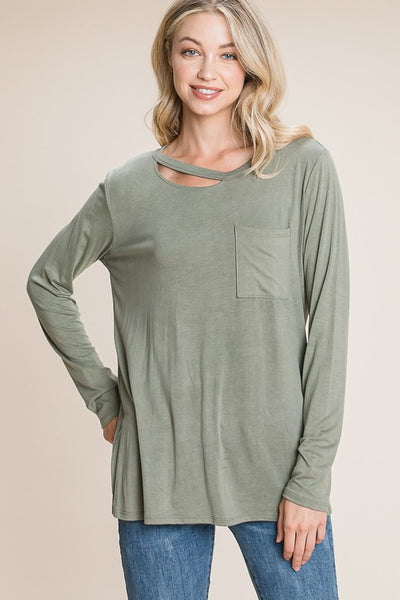 Ava Long Sleeve Top - Olive
