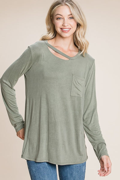 Ava Long Sleeve Top - Olive