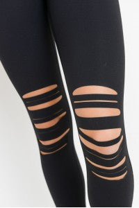 Follow My Lead Highwaist Shredded Knee Legging