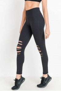 Follow My Lead Highwaist Shredded Knee Legging