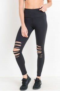 Follow My Lead Highwaist Shredded Knee Legging