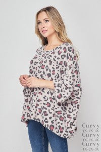 Marlee Leopard Top - Burgundy