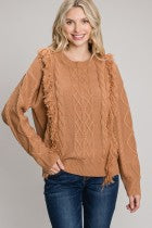 Maya Fringe Sweater - Taupe