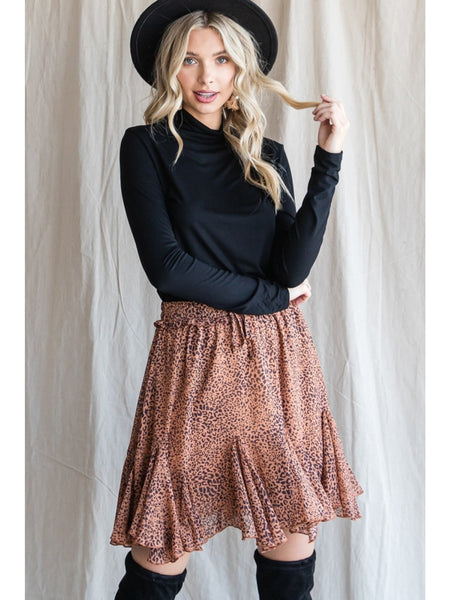 Hannah Leopard Skirt - Taupe