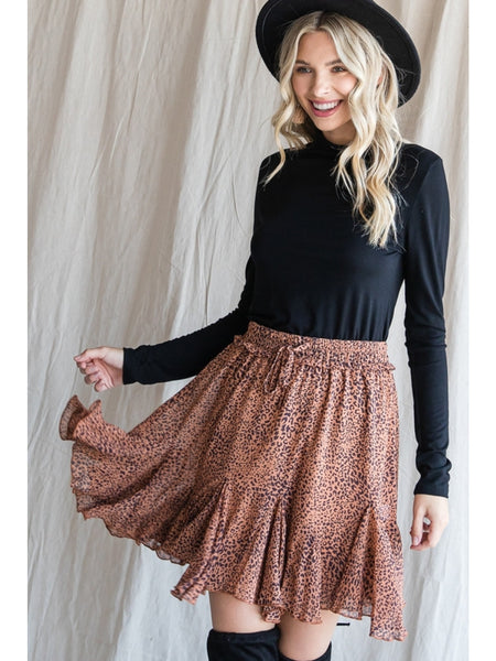Hannah Leopard Skirt - Taupe