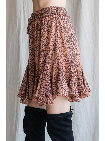 Hannah Leopard Skirt - Taupe