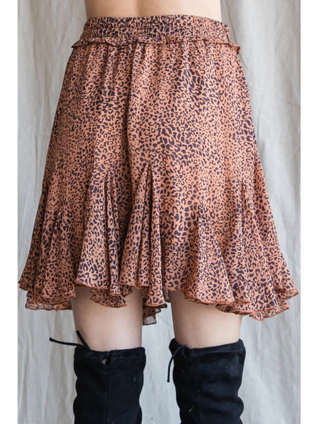 Hannah Leopard Skirt - Taupe