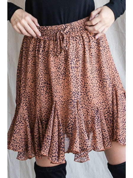 Hannah Leopard Skirt - Taupe