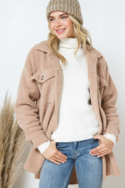 Teddy Bear Brushed Jacket -Taupe
