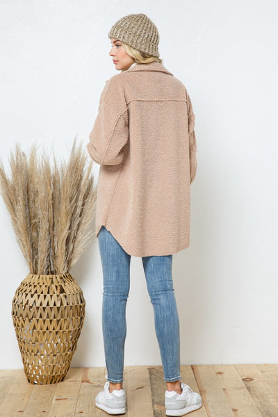 Teddy Bear Brushed Jacket -Taupe