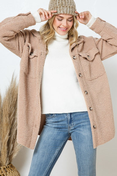 Teddy Bear Brushed Jacket -Taupe